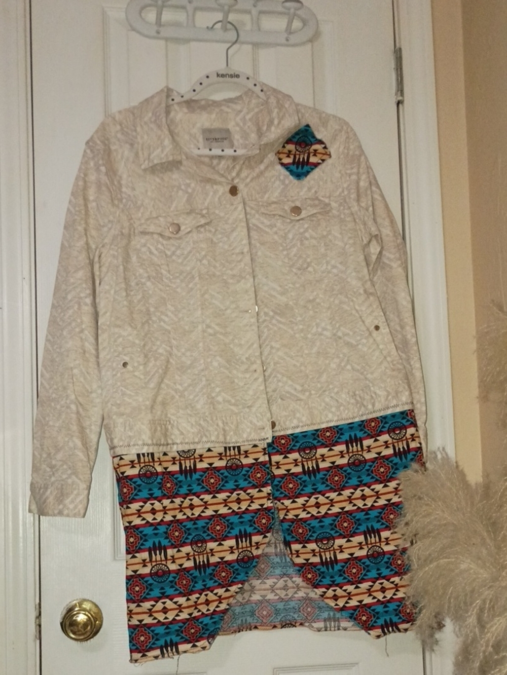 Liverpool Los Angeles Printed Denim Jacket with Southwest Patch - Size L